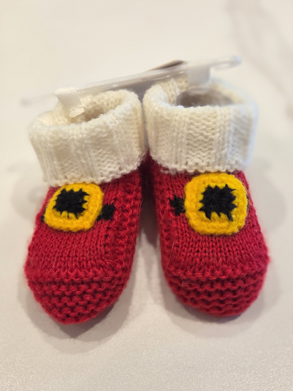 Santa Baby Red Knit Bootie 0-12M